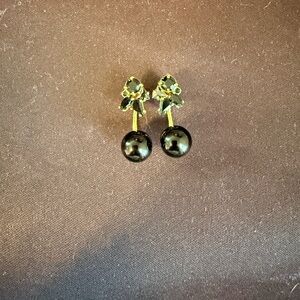 Kate Spade Front/Back Black Crystal and Gold Earrings